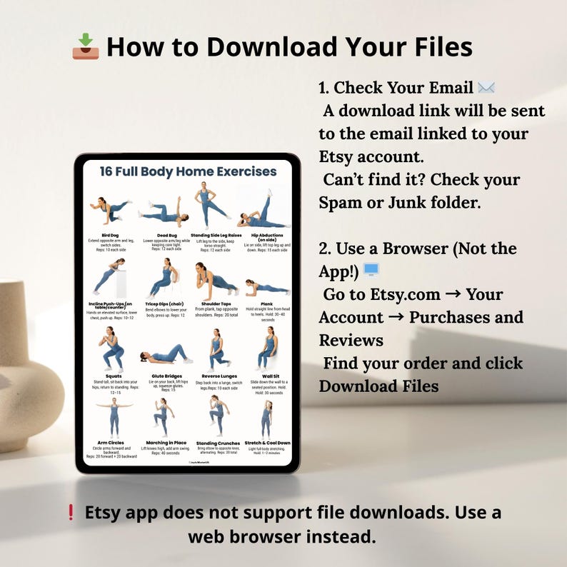 16 Easy Exercises – Full Body Home Workout Printable