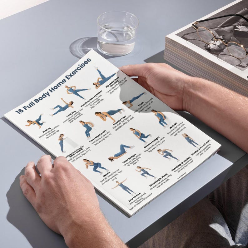 Full Body Home Workout Chart – 16 Easy Exercises