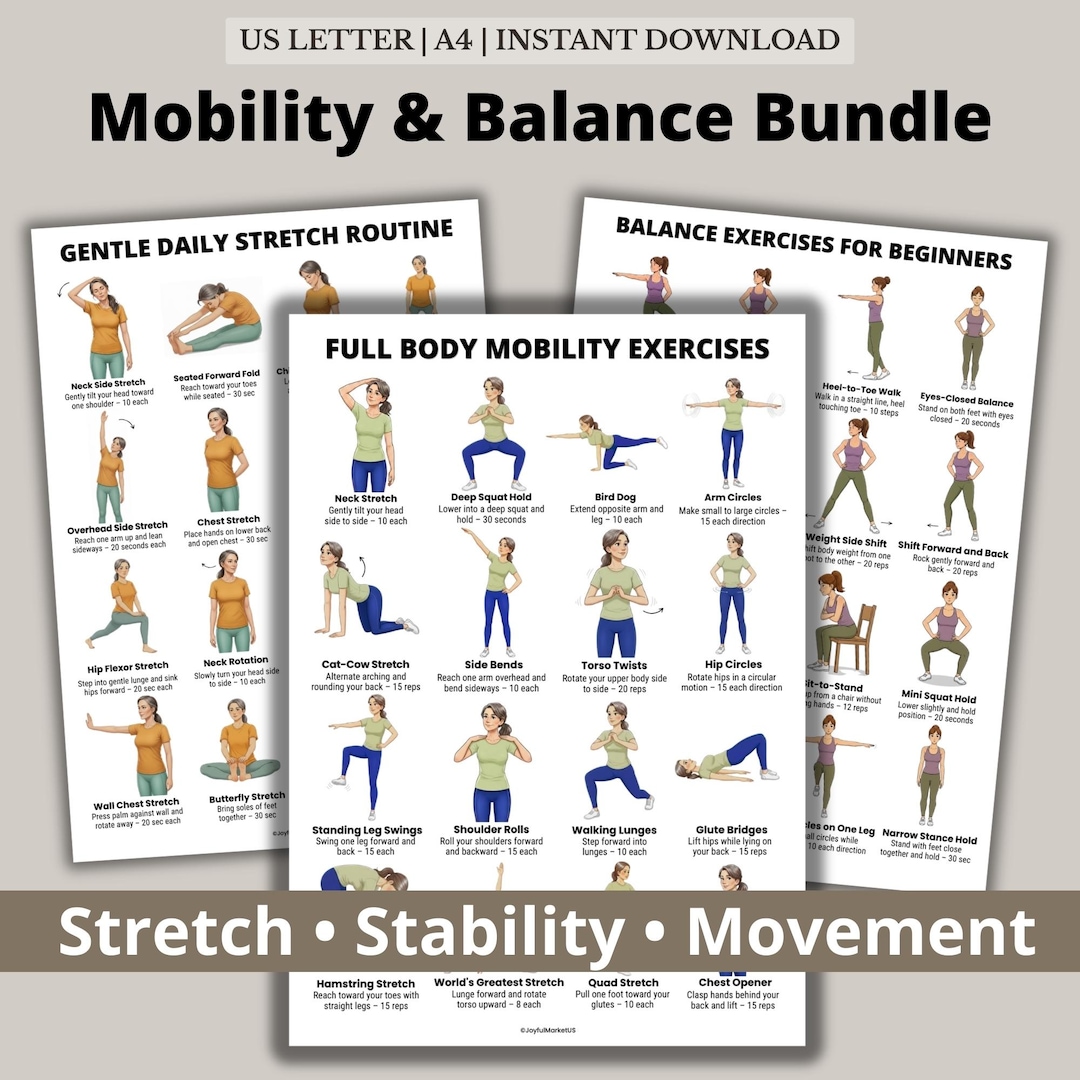 Mobility and Balance Workout Bundle Printable PDF, Full Body Mobility ...