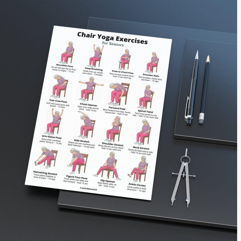 Chair Yoga for Seniors | Seated Chair Yoga Exercises Chart | Home Yoga