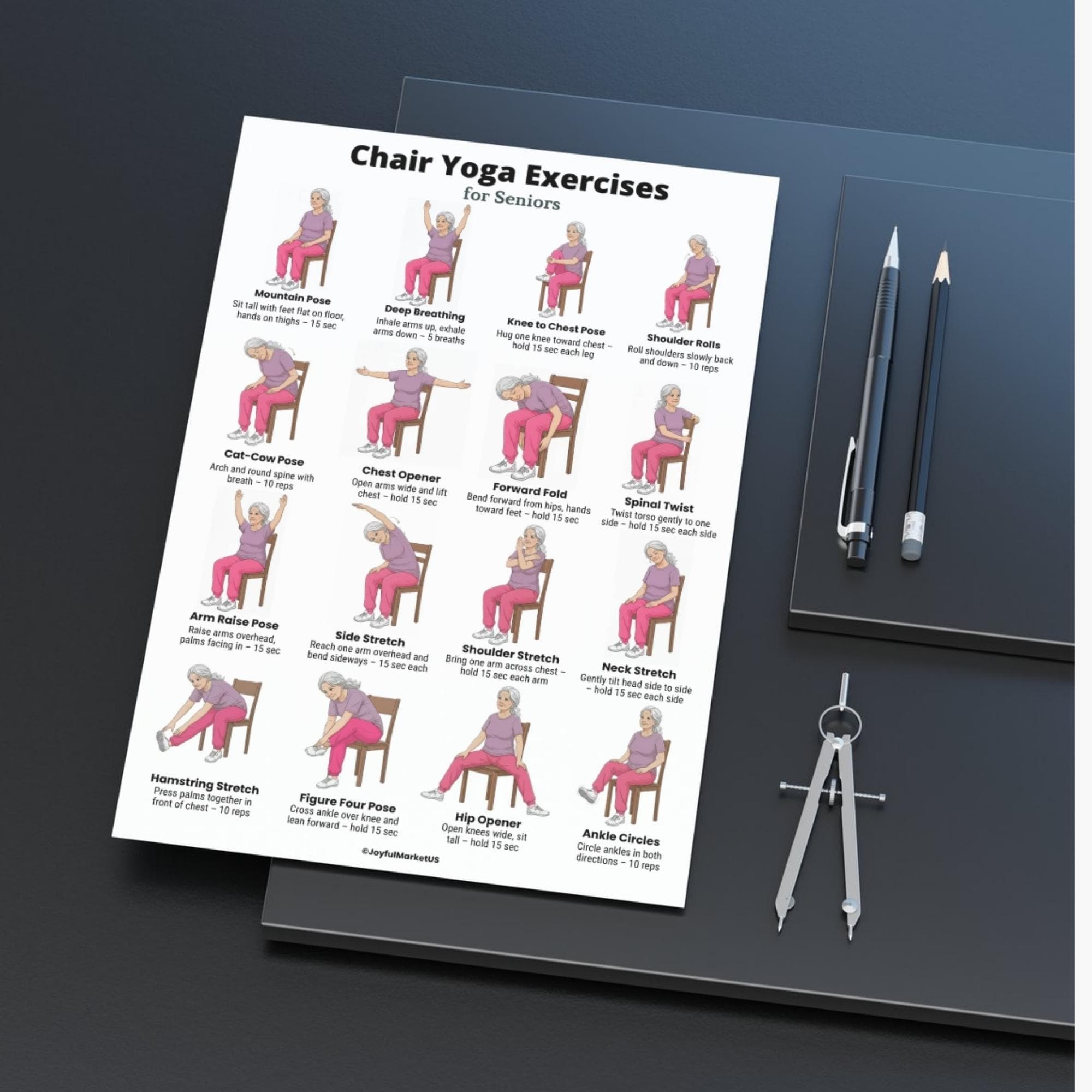 Chair Yoga for Seniors | Seated Chair Yoga Exercises Chart | Home Yoga