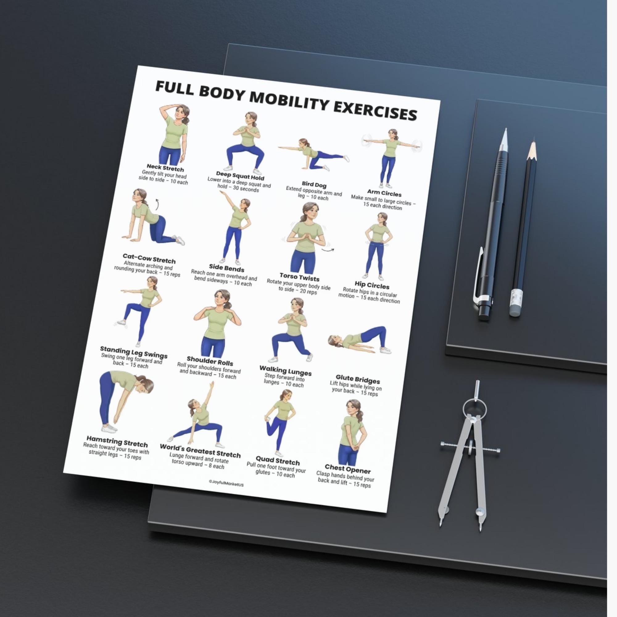 Full Body Mobility Exercises | Daily Mobility Workout Chart | Printable ...