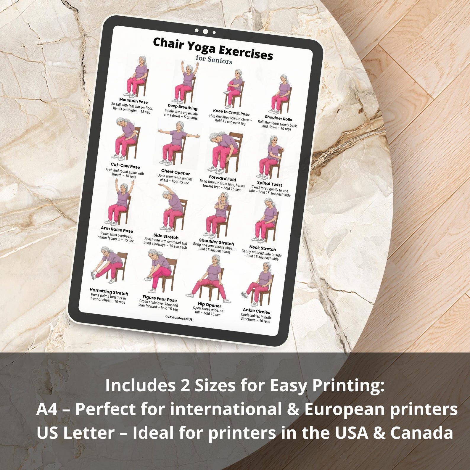 Chair Yoga for Seniors | Seated Chair Yoga Exercises Chart | Home Yoga