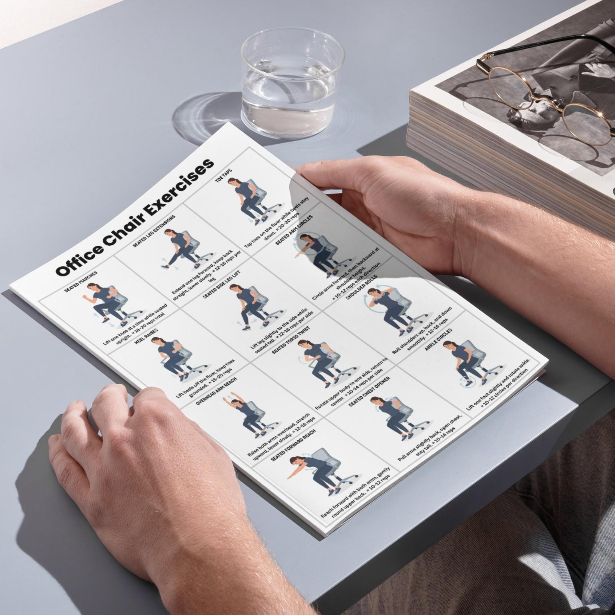 Office Chair Exercises Printable PDF – Seated Desk Workout for Work ...