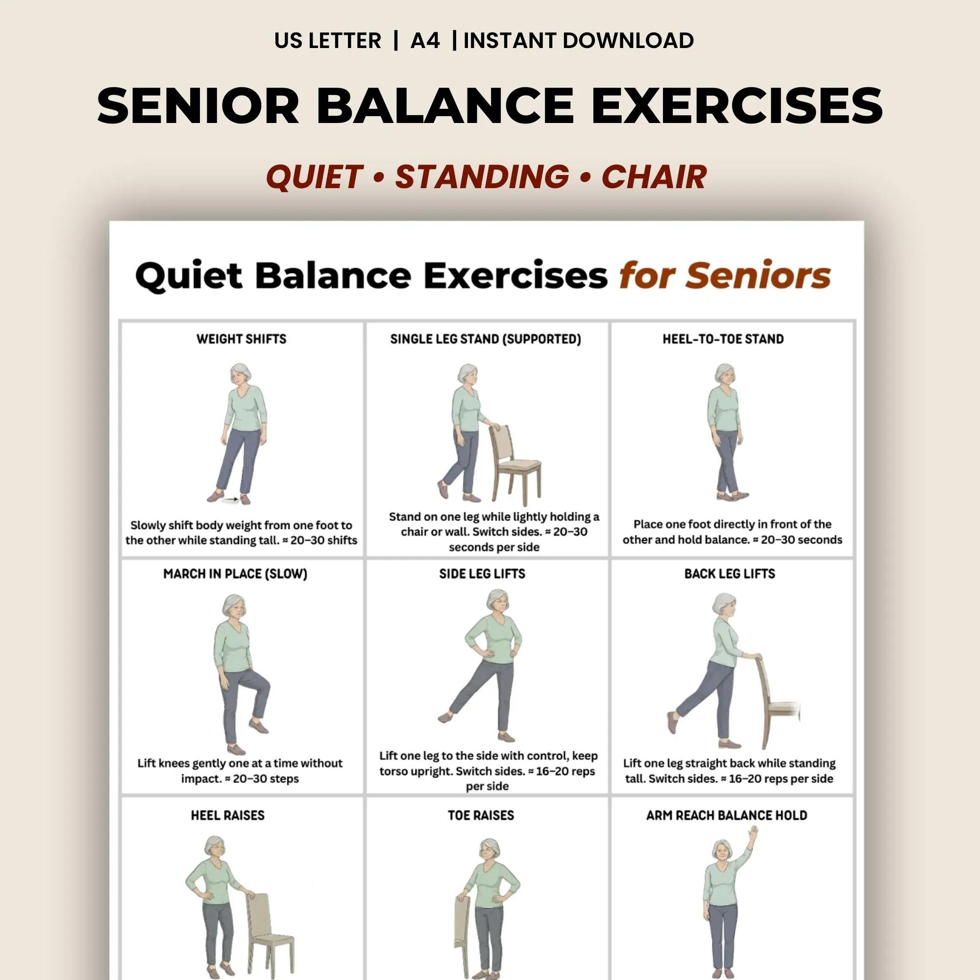 12 Balance Exercises For Seniors Pdf And Printable Pictures Balance