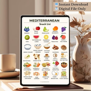 30 Mediterranean Snacks | Snack Chart Printable A4 & US Letter