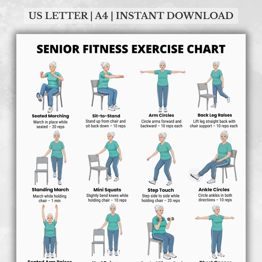 Exercises for Seniors | Standing & Chair Senior Fitness Workout Chart