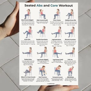 Seated Abs and Core Workout | Chair Exercise Printable | Easy Home Fitness Chart