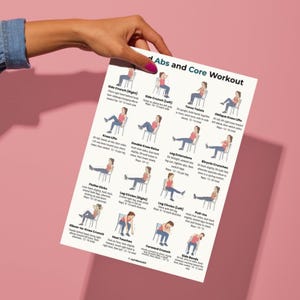 Seated Abs and Core Workout | Chair Exercise Printable | Easy Home Fitness Chart