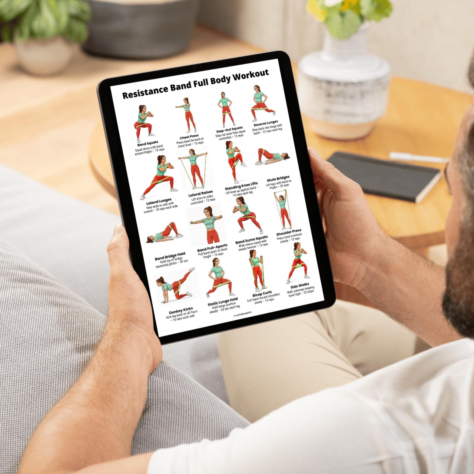 Resistance Band Workout Bundle Printable PDF, Full Body, Glutes and ...