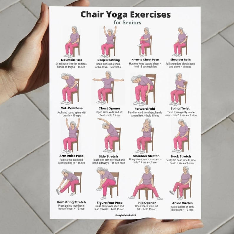 Chair Yoga for Seniors | Seated Chair Yoga Exercises Chart | Home Yoga