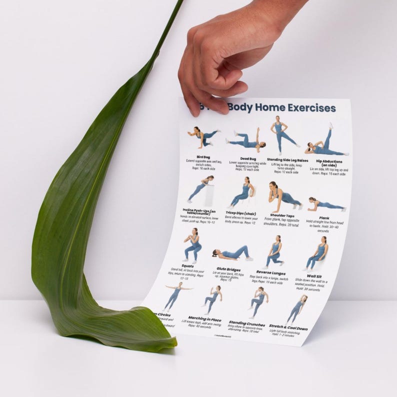 Full Body Home Workout Chart – 16 Easy Exercises