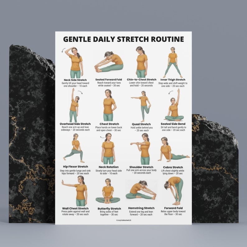 Gentle Daily Stretch Routine | Full Body Stretching Exercises Chart ...