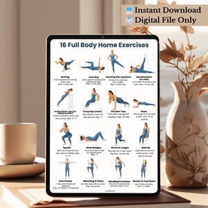 Full Body Home Workout Chart – 16 Easy Exercises