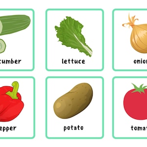 Cartes-éclair de légumes pour enfants imprimables Cartes d'aliments sains à imprimer