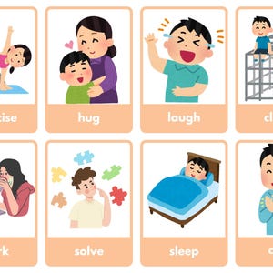 Fiches verbes d'action pour enfants Fiches de verbes imprimables pour l'anglais langue seconde, activité de vocabulaire éducatif pour la maternelle et les enfants, activité d'apprentissage des verbes imprimable