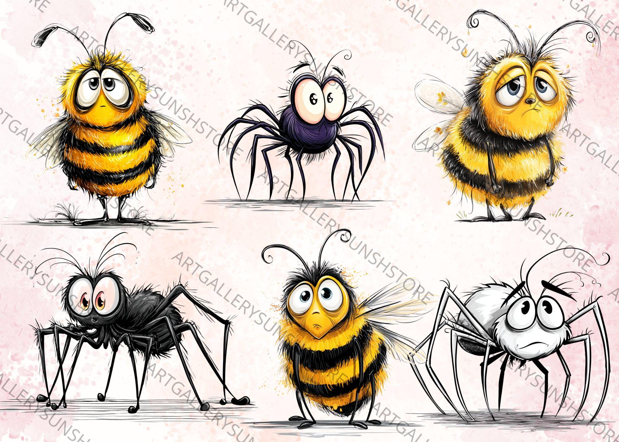 Happy Bug Clipart Pack: Cartoon Insect PNG Images (digital Download) - Etsy