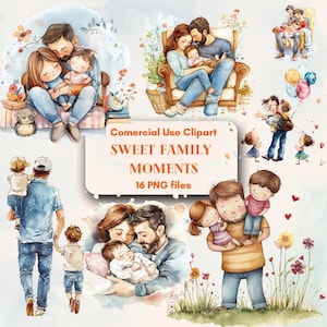 Sweet Family Moments clipart pack, perfect voor scrapbooking en ambachten, gratis onbeperkt commercieel gebruik kunst digitale instant download, aanbod