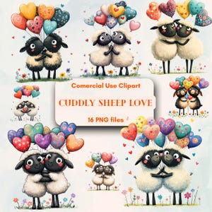 Deux moutons, un coeur, amour Clipart Bundle, usage commercial illimité gratuit art numérique Téléchargement instantané, approvisionnement pour le bricolage, mouton Clipart Bundle