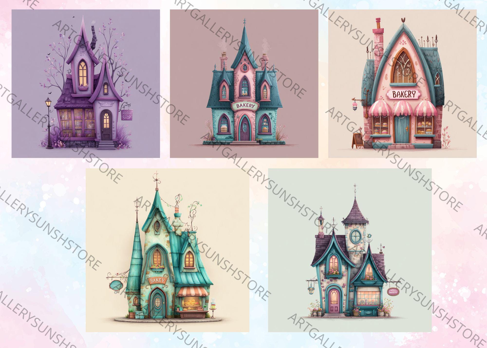 Fantasy Storefront Gothic Fairy Shop Clipart Bundle, Dark Fantasy Storefronts With Signs ...