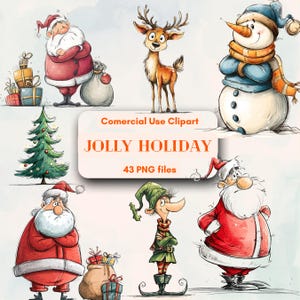 himsical Christmas Clipart Bundle, Cute Cartoon Characters Galore, Free Unlimited comercial use, Digital instant download, Supply for DIY
