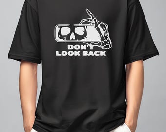 Don't Look Back T-Shirt: Automotive F1 Apparel - Skeleton Design