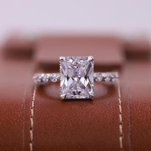 Radiant Cut Lab Grown Engagement Ring, IGI Certified Diamond Ring, Hidden Halo Pave Diamond Ring, Anniversary Ring, Promise Ring For Her