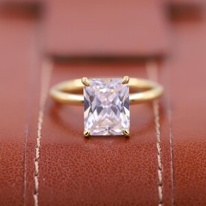 Radiant Cut Lab Grown Diamond Hidden Halo Solitaire Engagement Ring, 14K Solid Gold IGI Certified Radiant Diamond Ring, Anniversary Ring
