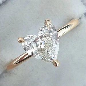 1.5 CT Heart Shape Moissanite Engagement Ring, 14K Solid Gold Wedding Ring, Anniversary Ring, Solitaire Promise Ring, Birthday Gift for Her
