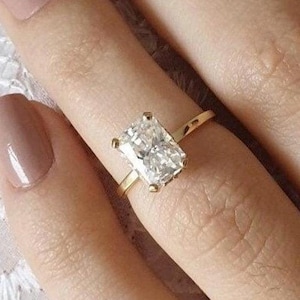 2.0CT Radiant Cut Diamond Hidden Halo Solitaire Engagement Ring, Wedding Ring, GRA Certified Radiant Diamond Ring, Anniversary Ring