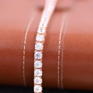 Ronde kleurloze moissaniet diamanten armband, tennisarmband diamant witgoud, klassieke damesarmband, handgemaakte sieraden, Moederdagcadeau
