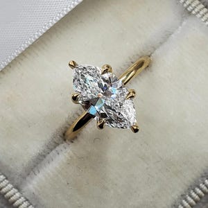 Lab Grown Diamond Ring, IGI CERTIFIED F Color VVS2 Clarity 0.75 - 2.50 CT Marquise Cut Diamond Solitaire Anniversary Ring, Marquise Cut Ring