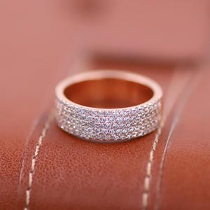 Round Cut Lab Grown Diamond Men&#39;s Ring, 5 Row Round Diamond Engagement Ring, Diamond Wedding Ring for Him, Anniversary/Birthday Gift for Him