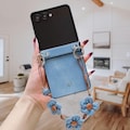 Personalized Name Initial Phone Case – Denim Flower Wrist Strap Cover for Samsung Galaxy Z Flip 7/6/5/4/3 &Moto Razr Plus 2025,Razr 60 Ultra product logo