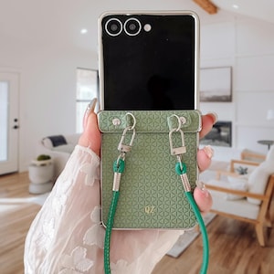 Personligt Samsung Galaxy Z Flip-skal – Anpassat namn och initialer Moderiktigt metalliskt präglat rutigt skal – För Z Flip 7/6/5/4/3/7 FE