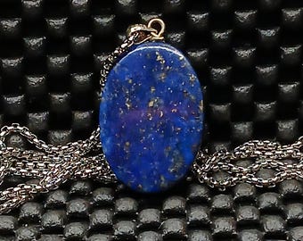 Natural Lapis Lazuli Oval Cabochon Pendant Necklace - Indigo Keepsake | 28.5 carats