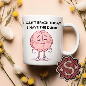 Niepowtarzalny zabawny kubek do kawy z kreskówek dla mózgu zmęczony charakter humor wyczerpanie psychiczne prezent dla miłośników kawy pracowników biurowych prezent urodzinowy ceramiczny