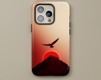 Eagle Sunset Phone Case, Mountain Landscape Tough Case, iPhone Samsung Galaxy Google Pixel Case