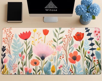 Floral Desk Mat: Bloomcore Office Decor, Extended Mouse Pad
