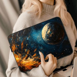 Cosmic Galaxy Laptop Sleeve: Abstract Space Art, Padded Polyester