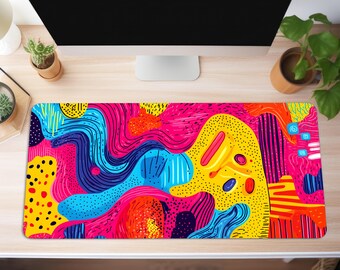 Memphis Style Desk Mat: Vibrant Abstract Colorful Desk Pad