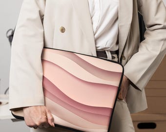 Abstract Pink Wavy Laptop Sleeve, Blush MacBook Case, Minimalist Cover
