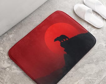 Bear Mountain Sunset Bath Mat, Wilderness Wildlife Memory Foam Rug