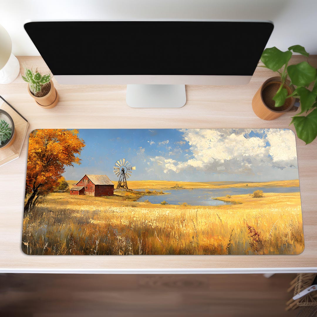 G Ranch Mat Western Ranch Desk Mat: Esther Pissarro Inspired Landscape Art Mousepad ...