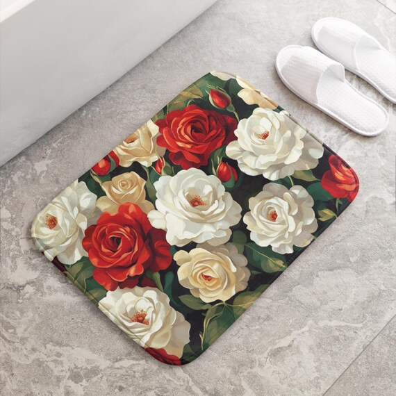 white foams with red rose