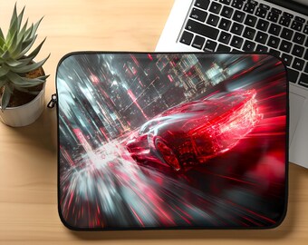 Cyberpunk Car Laptop Sleeve: Digital Art Tablet Cover