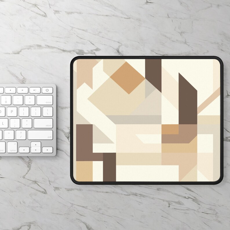 Geometric Desk Mat – Beige Brown Abstract, Minimalist Office Pad - Etsy