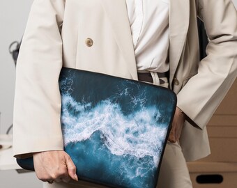 Ocean Wave Laptop Sleeve, Blue Sea MacBook Case