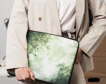Bamboo Forest Laptop Sleeve – Green Botanical Design – MacBook Protective Case