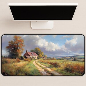 Cottagecore Desk Mat: Vintage Country Road Mousepad